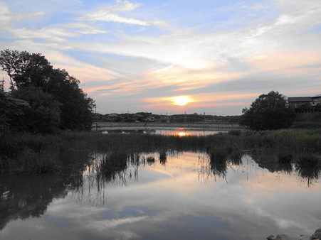 八ッ谷池の夕暮れ